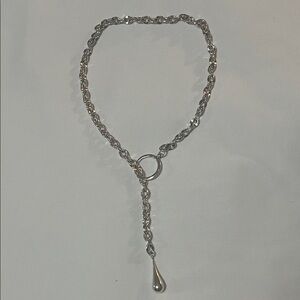 Silver Plated Drop Chain Lariat Choker Necklace